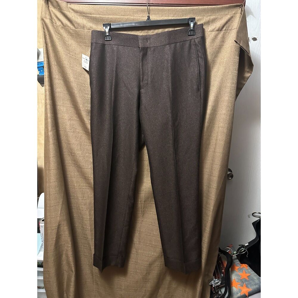 NWT Karl Lagerfeld Paris Mens Aster Dress Pants Black Brown Size 33x30